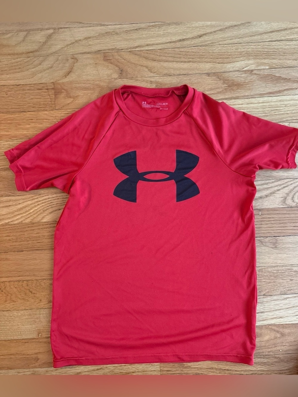 Under Armour Red Kids Short Sleeve Tee with Black Logo